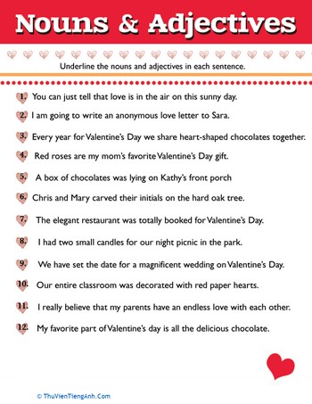 Valentine Nouns and Adjectives #3