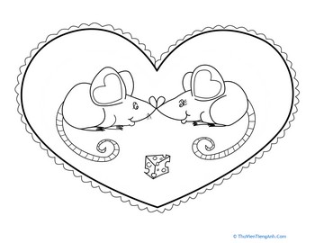 Valentine’s Day Mouse Coloring Page