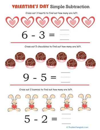 Beginner Subtraction for Valentine’s Day