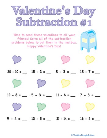Valentine’s Day Subtraction #1