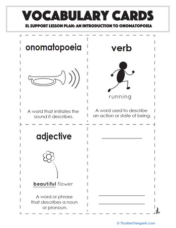 Vocabulary Cards: An Introduction to Onomatopoeia