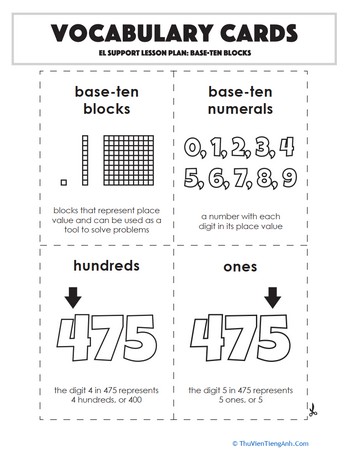 Vocabulary Cards: Base-Ten Blocks