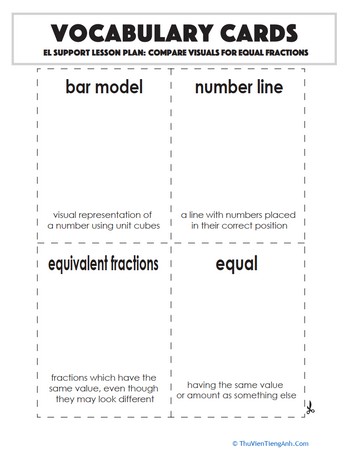 Vocabulary Cards: Compare Visuals for Equal Fractions