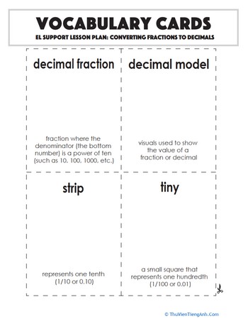 Vocabulary Cards: Converting Fractions to Decimals