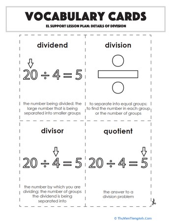 Vocabulary Cards: Details of Division