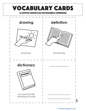 Vocabulary Cards: Dictionaries & Definitions
