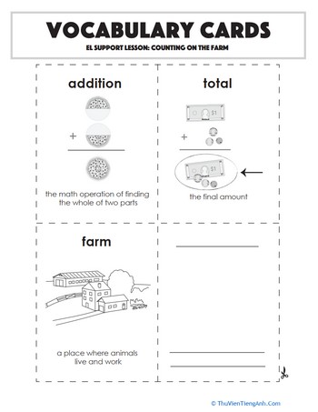 Vocabulary Cards: Counting on the Farm