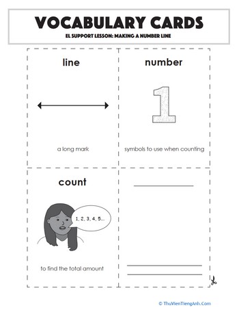 Vocabulary Cards: Making a Number Line