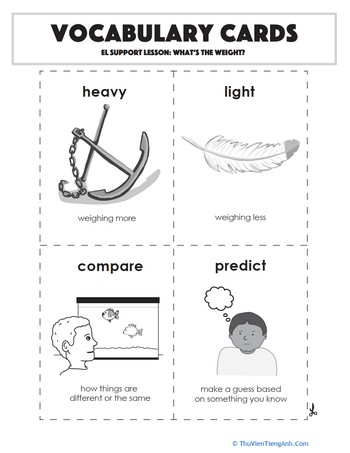 Vocabulary Cards: What’s the Weight?