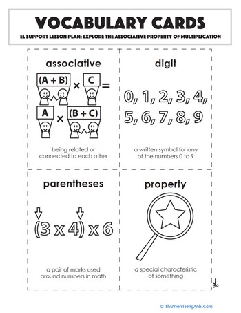 Vocabulary Cards: Explore the Associative Property of Multiplication