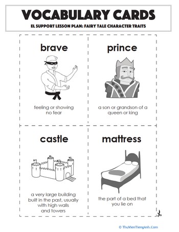 Vocabulary Cards: Fairy Tale Character Traits
