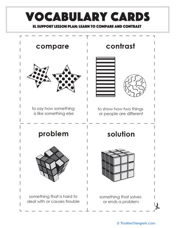 Vocabulary Cards: Learn to Compare and Contrast