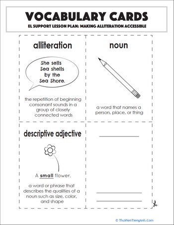 Vocabulary Cards: Making Alliteration Accessible