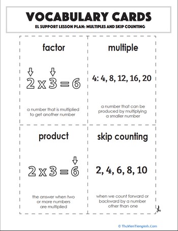 Vocabulary Cards: Multiples and Skip Counting