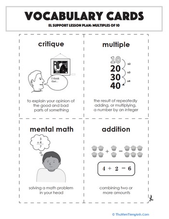 Vocabulary Cards: Multiples of 10