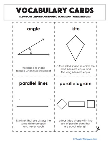Vocabulary Cards: Naming Shapes and their Attributes
