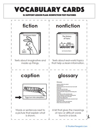Vocabulary Cards: Nonfiction Text Features