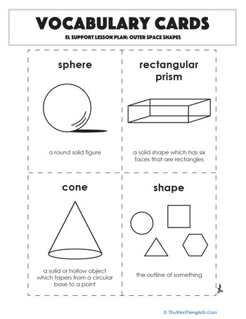 Vocabulary Cards: Outer Space Shapes