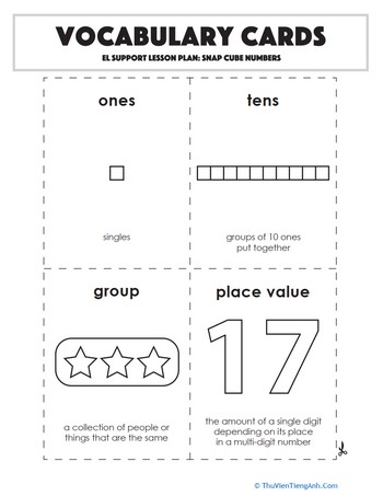 Vocabulary Cards: Snap Cube Numbers