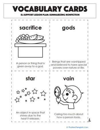 Vocabulary Cards: Summarizing Nonfiction
