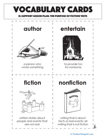 Vocabulary Cards: The Purpose of Fiction Texts