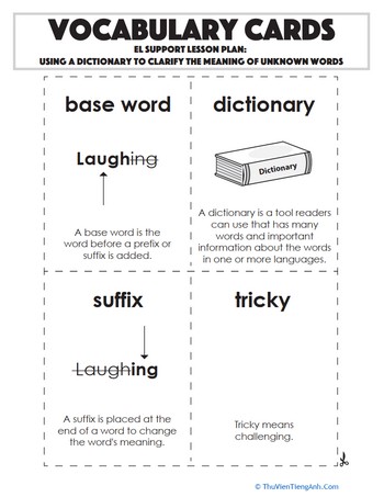 Vocabulary Cards: Using a Dictionary to Clarify the Meaning of Unknown Words.