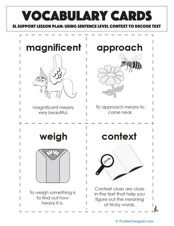 Vocabulary Cards: Using Sentence Level Context to Decode Text