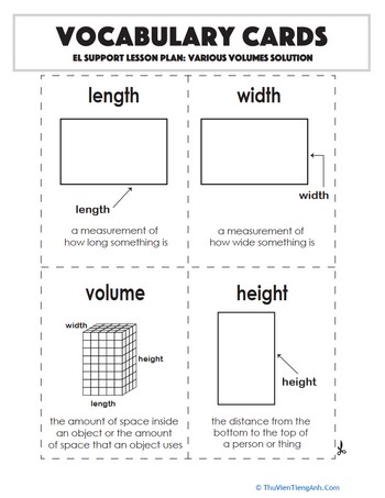 Vocabulary Cards: Various Volumes Solution
