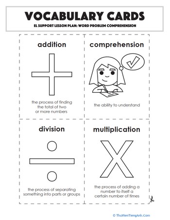 Vocabulary Cards: Word Problem Comprehension