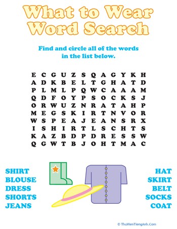 What to Wear Word Search