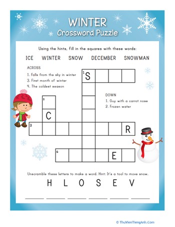 Winter Crossword: Easy