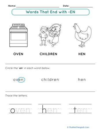 Welcome to Word Families: “En” Words