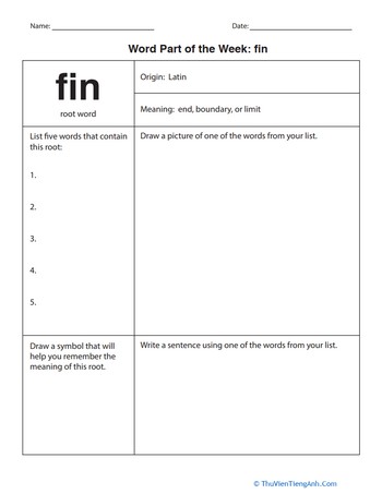 Word Part of the Week: Fin