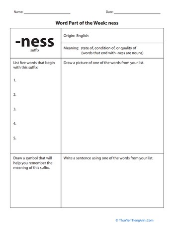 Word Part of the Week: Ness