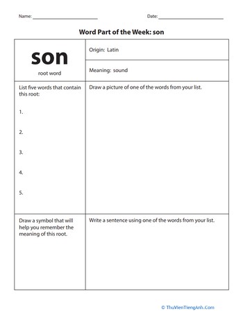 Word Part of the Week: Son