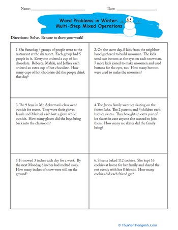 Word Problems in Winter: Multi-Step Mixed Operations