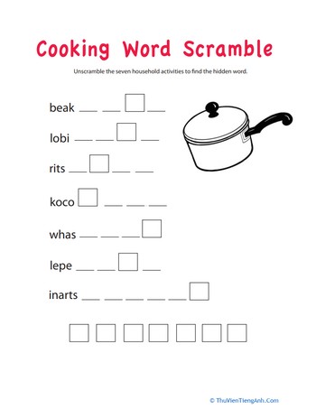 Word Scramble: Cooking