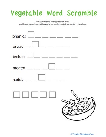 Word Scramble: Vegetables!