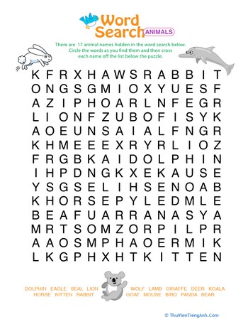 Word Search: Animals