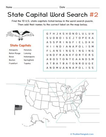 State Capital Word Search #2