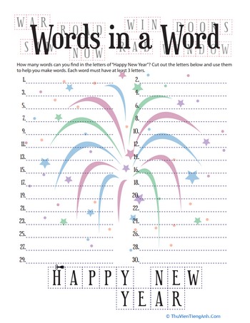 Words in a Word: Happy New Year!
