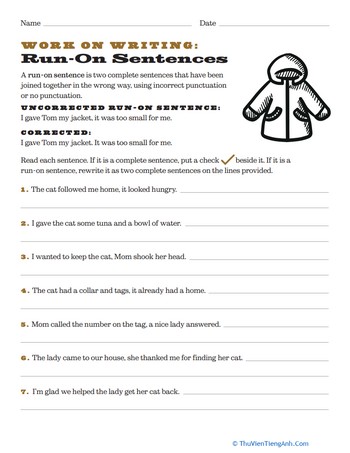 Work on Writing: Run-On Sentences