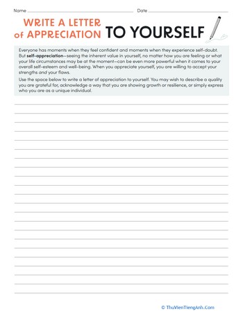 Write a Letter of Appreciation to Yourself