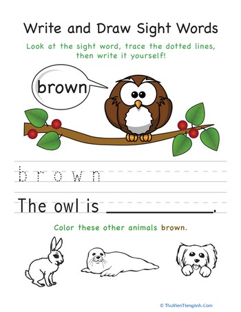 Write and Draw Sight Words: Brown