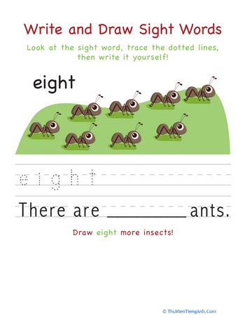 Write and Draw Sight Words: Eight