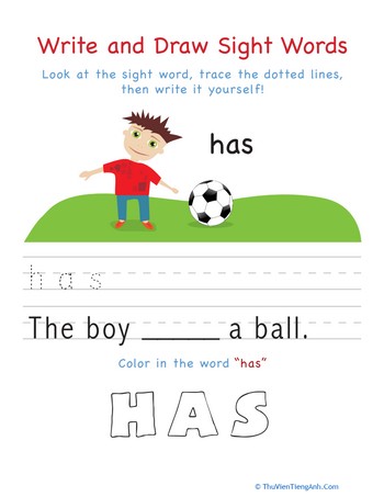 Write and Draw Sight Words: Has