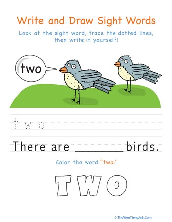Write and Draw Sight Words: Two