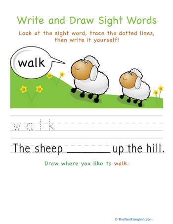 Write and Draw Sight Words: Walk