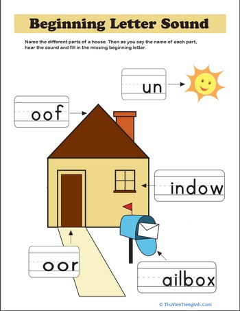 Write the Missing Letter: Parts of a House