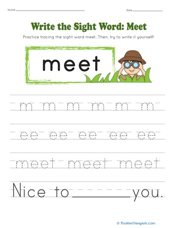 Write the Sight Word: Meet